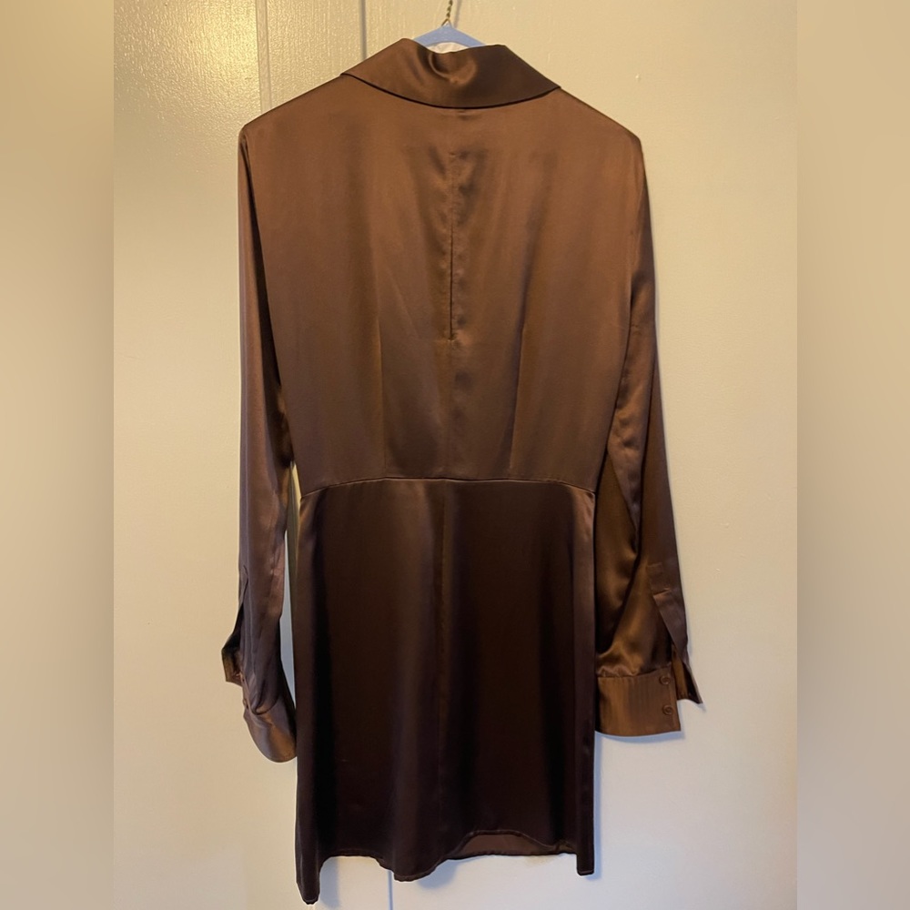 Reformation Alaine Silk Dress in Cafe - Picture 4 of 6